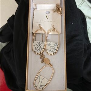 Gold and White Earrings